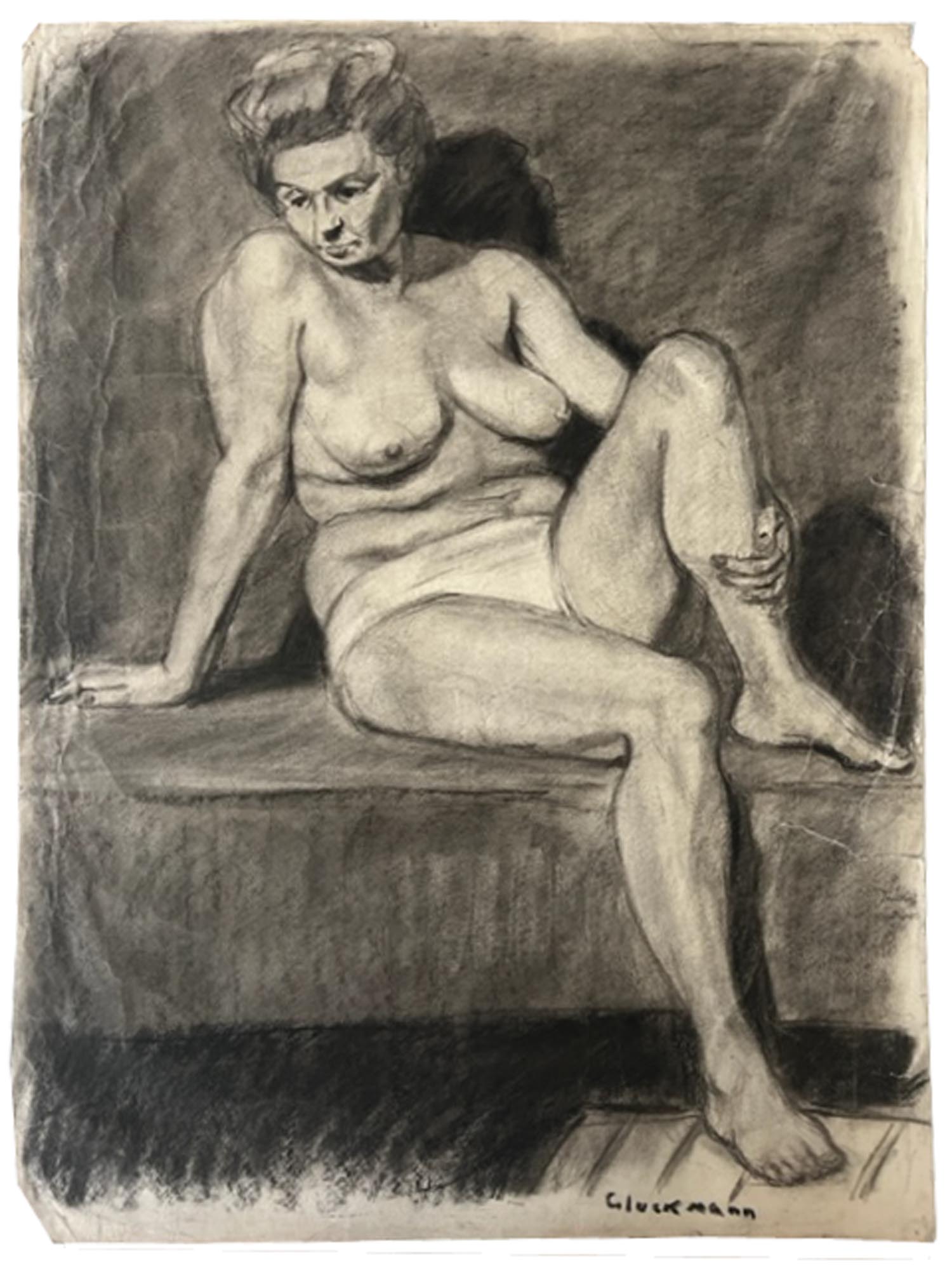 RUSSIAN GRIGORY GLUCKMANN NUDE STUDY PAINTING PIC-0